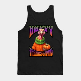 Groovy Psychedelic & Colorful Turkey Thanksgiving Family design Tank Top